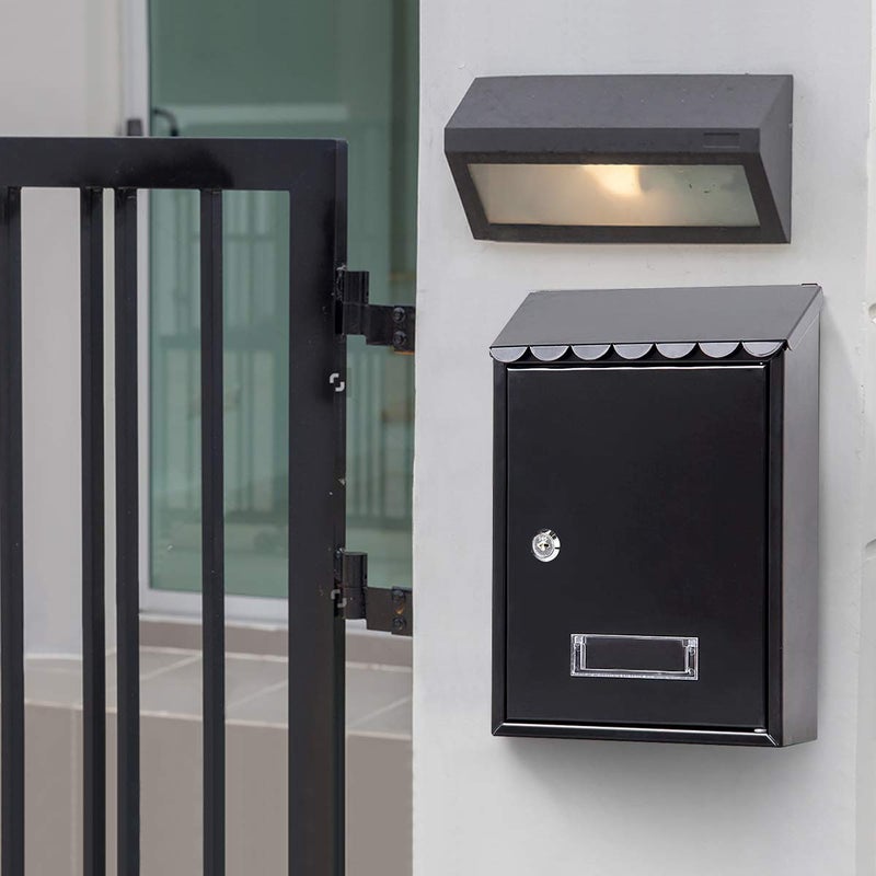 Jssmst Mailboxes Wall Mount with Key Lock â€“ Small Metal Mailboxes Horizontal, 12.4 x 8.3 x 3.05 Inch, Black New - Image 5